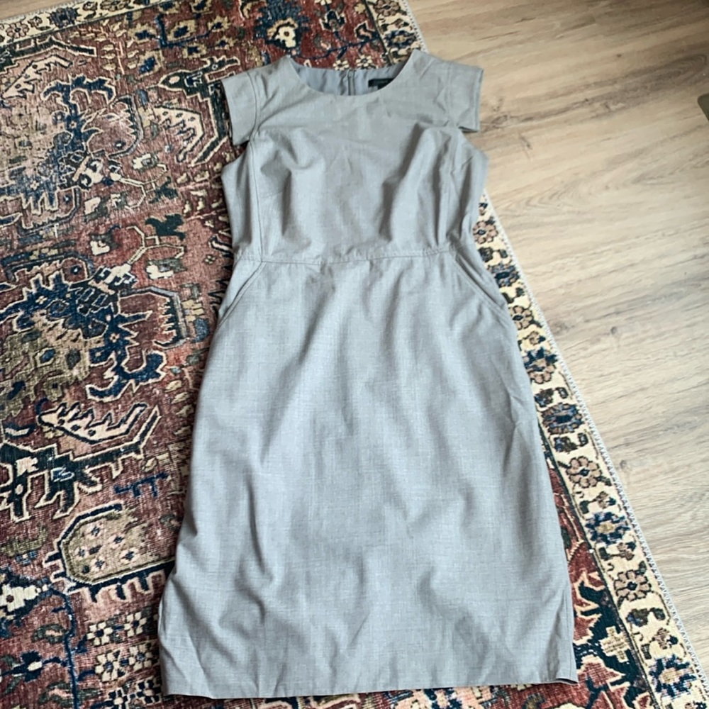 J. Crew Light Gray Resume Sheath Dress